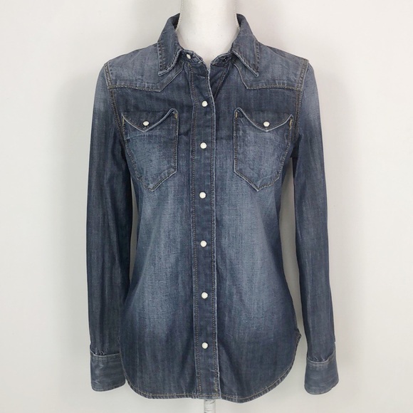 DRIFTWOOD Tops - Driftwood Denim Snap Button Chambray Top